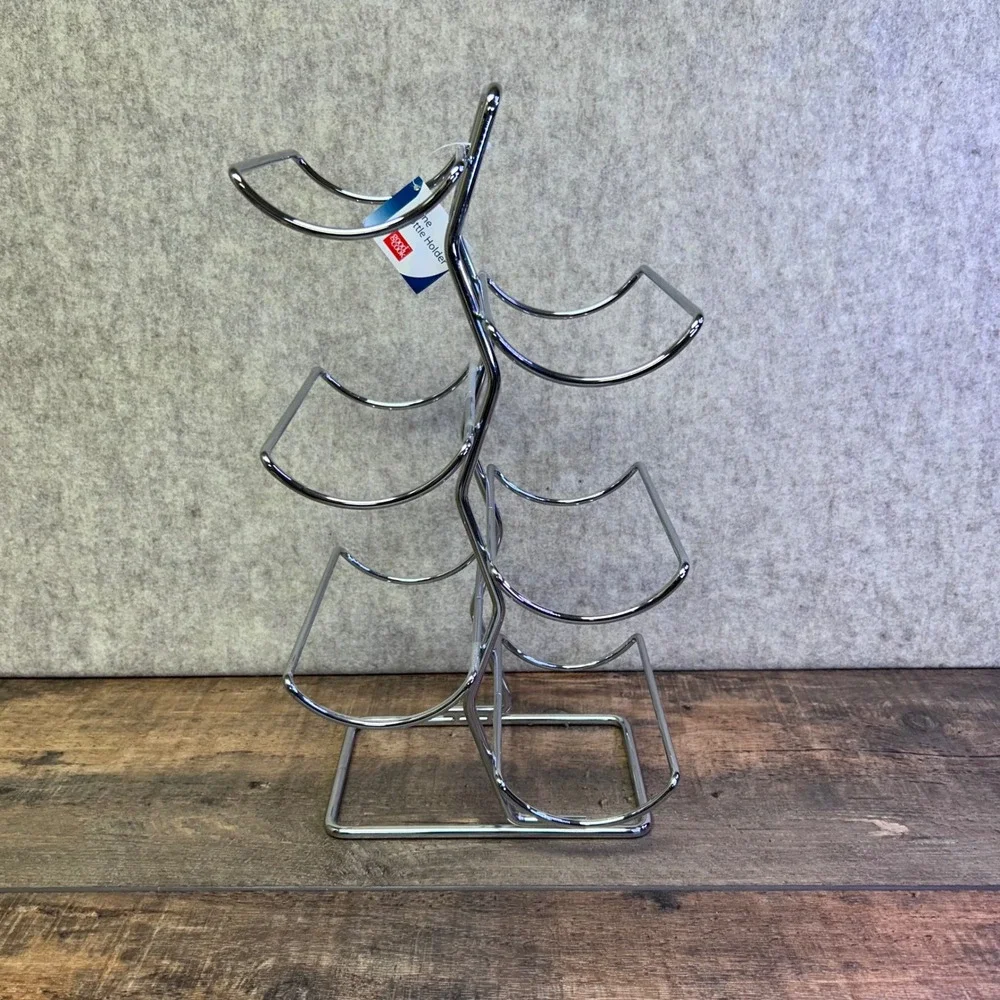 Good‎ Cook Freestanding Chrome Metal 6 Six Bottle Wine Rack Holder Stand NEW